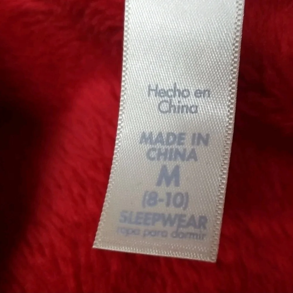 Women's Red Plush Bathrobe Vintage Simply Basic Size M
